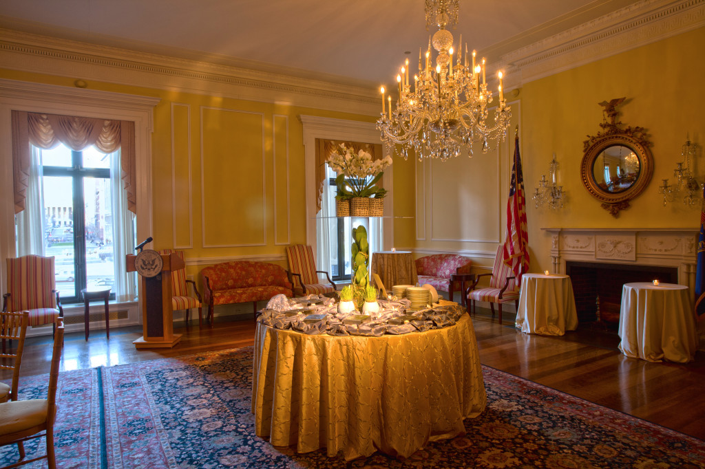 The Archivist's Reception Room set for an intimate reception
