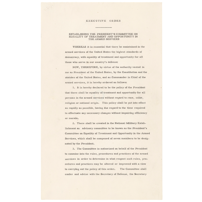 Executive Order 9981: Ending Segregation in the Armed Forces