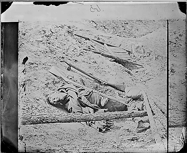 Dead soldier in trench, Petersburg