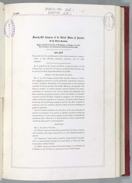 Fair Labor Standards Act - Source: NARA’s Records of Rights Exhibit