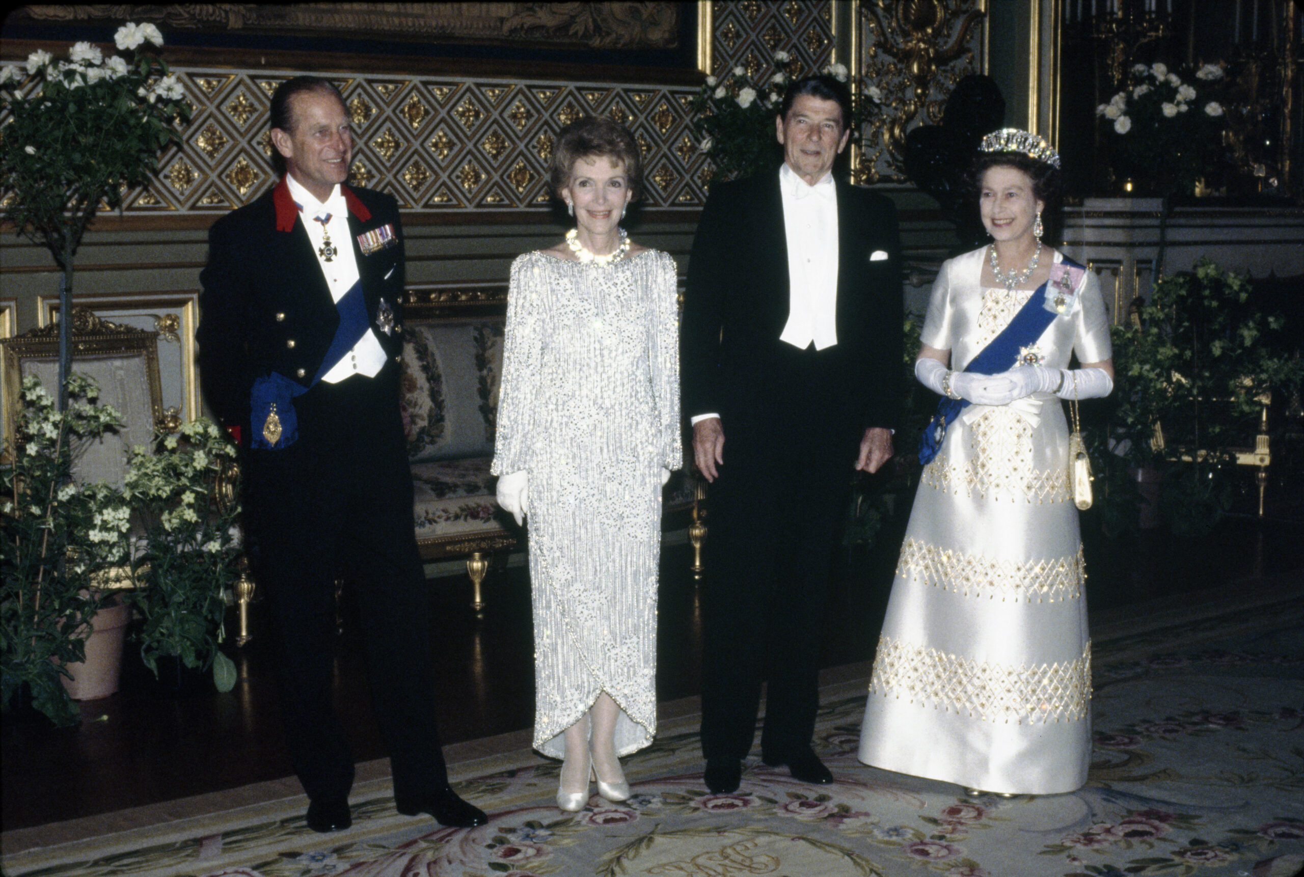 President Ronald Reagan Queen Elizabeth Ii Nancy Reagan and Prince Philip at Windsor Castle in Windsor United Kingdom - NAI 75856889