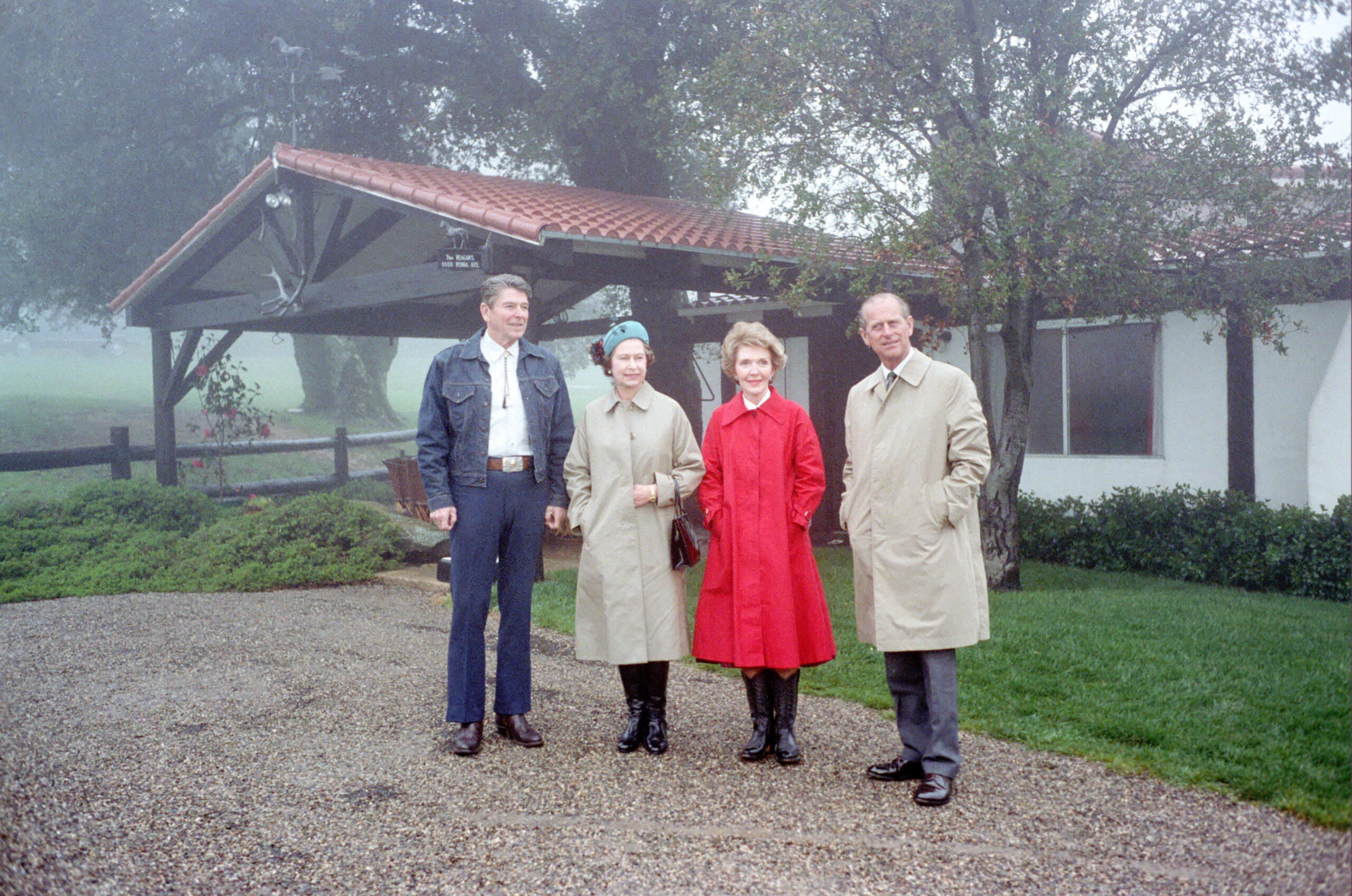 The Queen visiting the Reagans at Rancho Del Cielo - NAI: 75852689