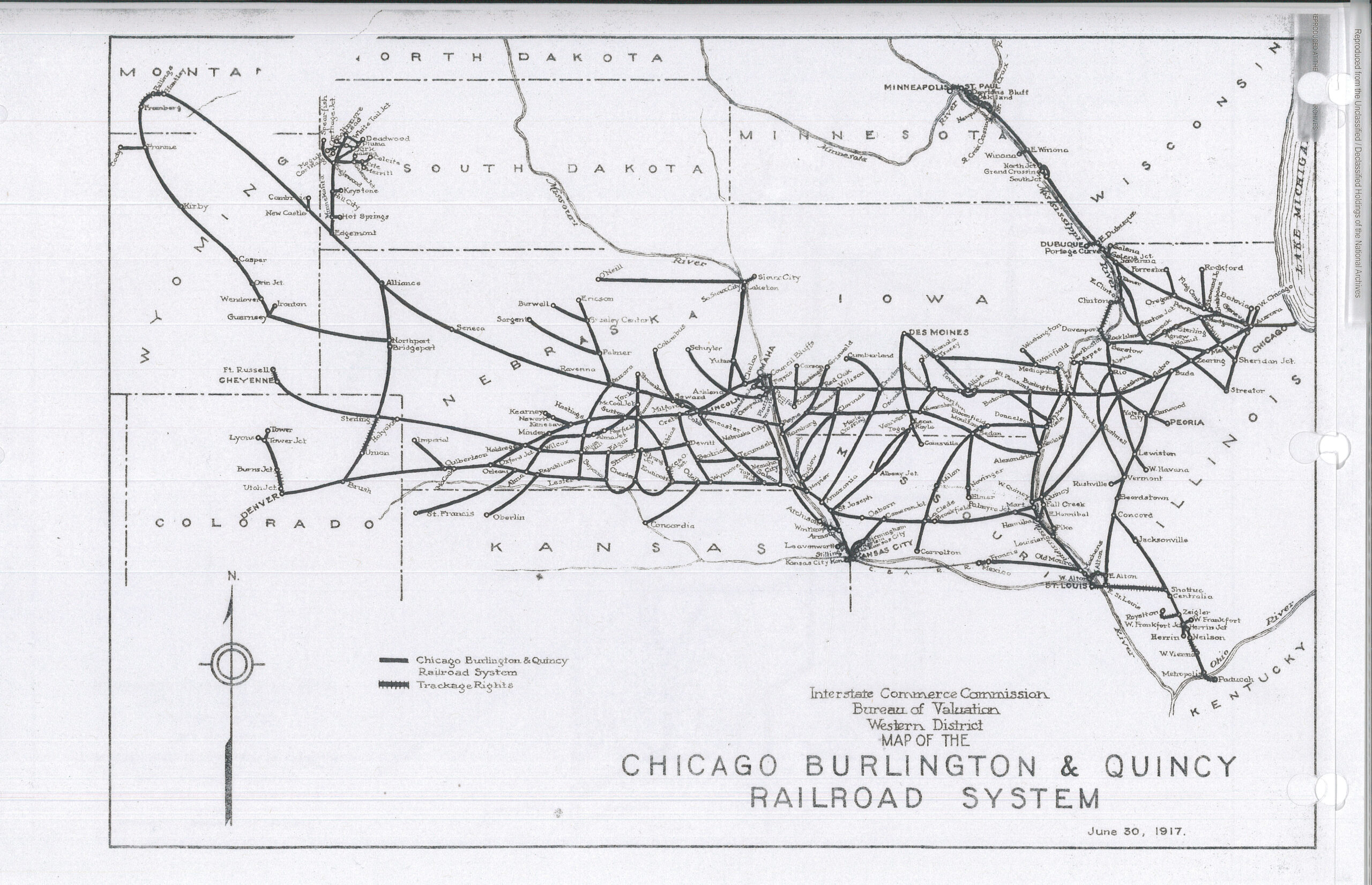 Chicago, Burlington, and Quincy railroad system map – National Archives Identifier: 160924708