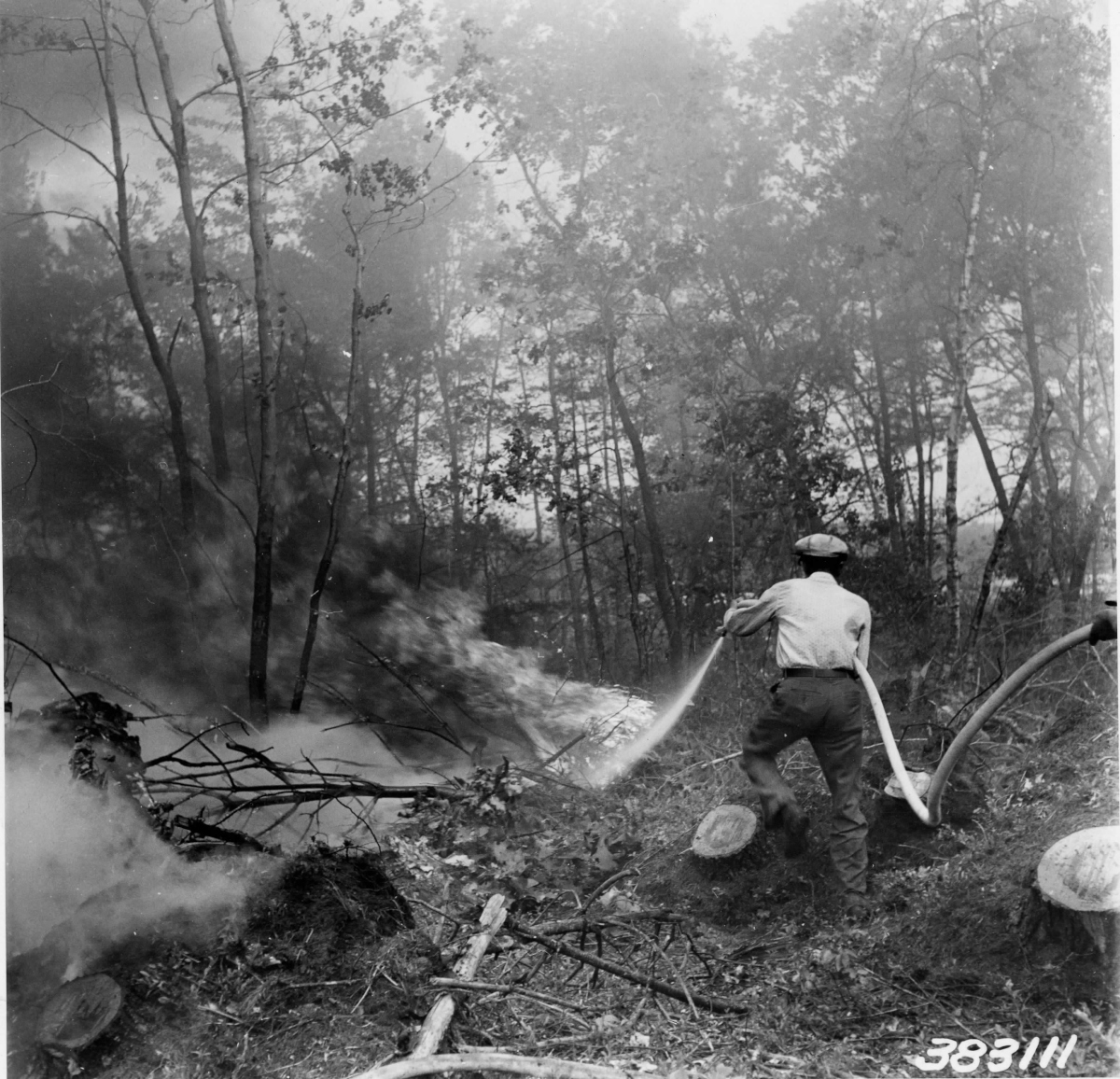 Fighting a forest fire in Princeton, MA – National Archives Identifier: 109326814