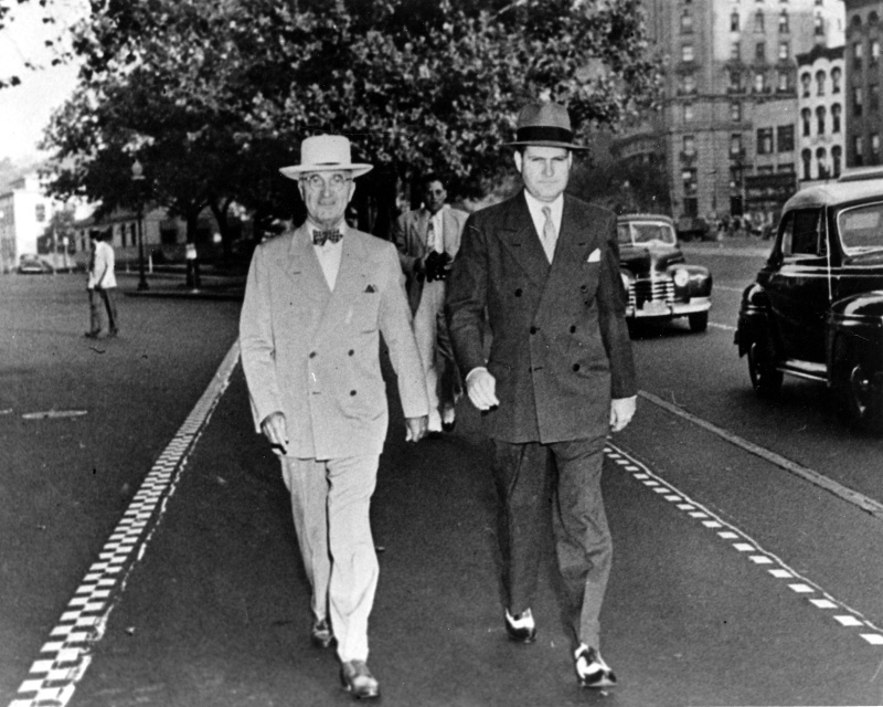 President Truman walks with his Secret Service detail, 1946