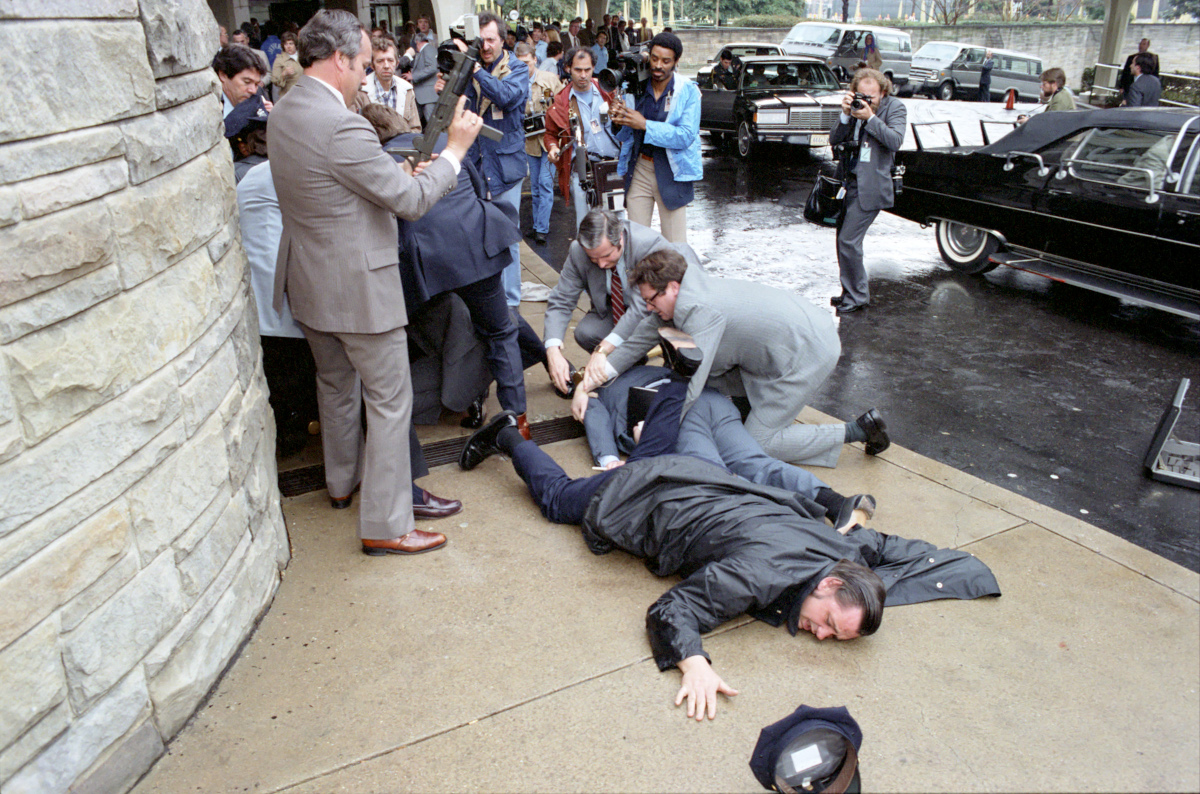 1981: The aftermath of an assassination attempt on Ronald Reagan at the George Washington Hotel